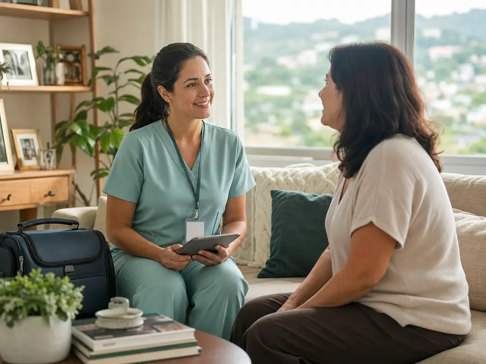 Profissional de enfermagem realizando atendimento home care em Belo Horizonte