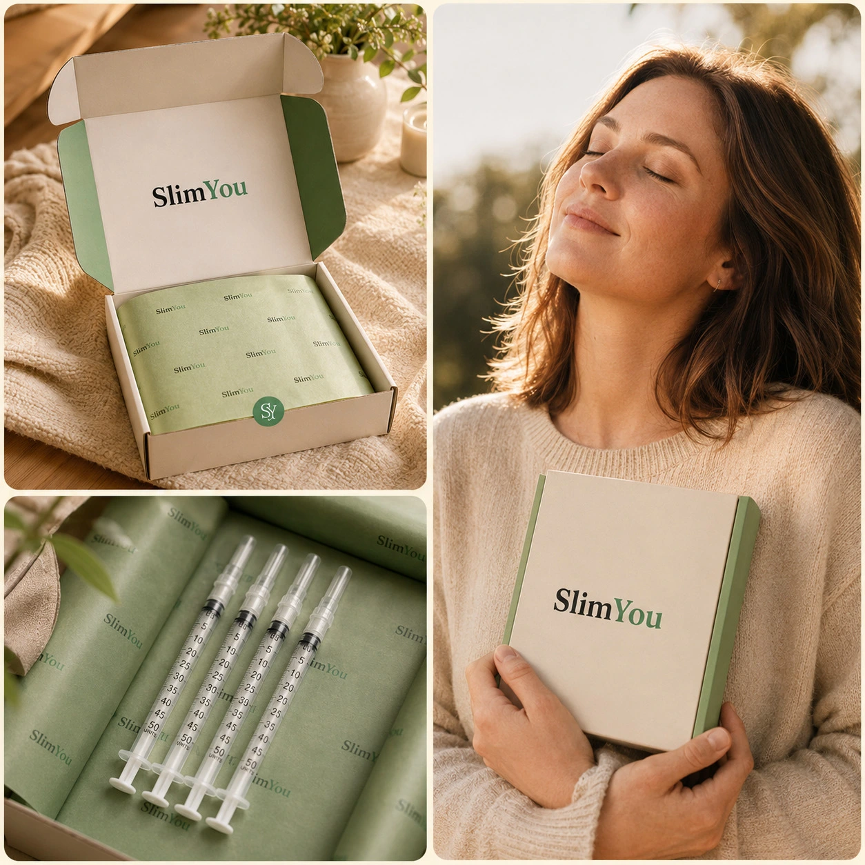 Kit YouByYou: caixa, aplicadores e mulher feliz com a embalagem
